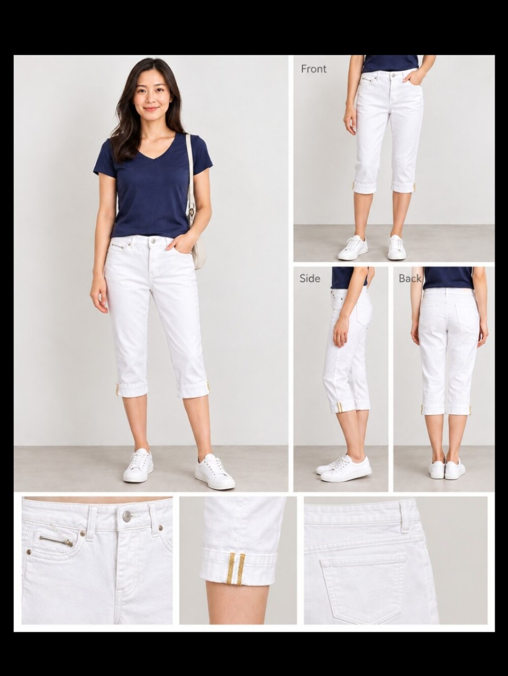 Simon Chang White Cotton Shorts